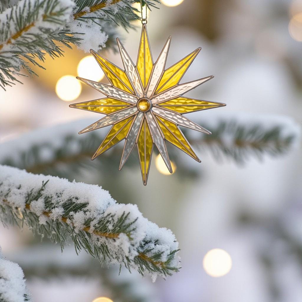 Thank you card with a handwritten note of gratitude for purchasing the handmade stained glass snowflake ornament
