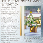 Infographic explaining the meaning and function of the stained glass pine tree suncatcher, symbolizing warmth and hope.