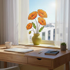 Stained Glass Poppy Flower | California Poppy Suncatcher | Glass Wildflower Bouquet Home Decor | Birth Month Flower Gift Vase Art