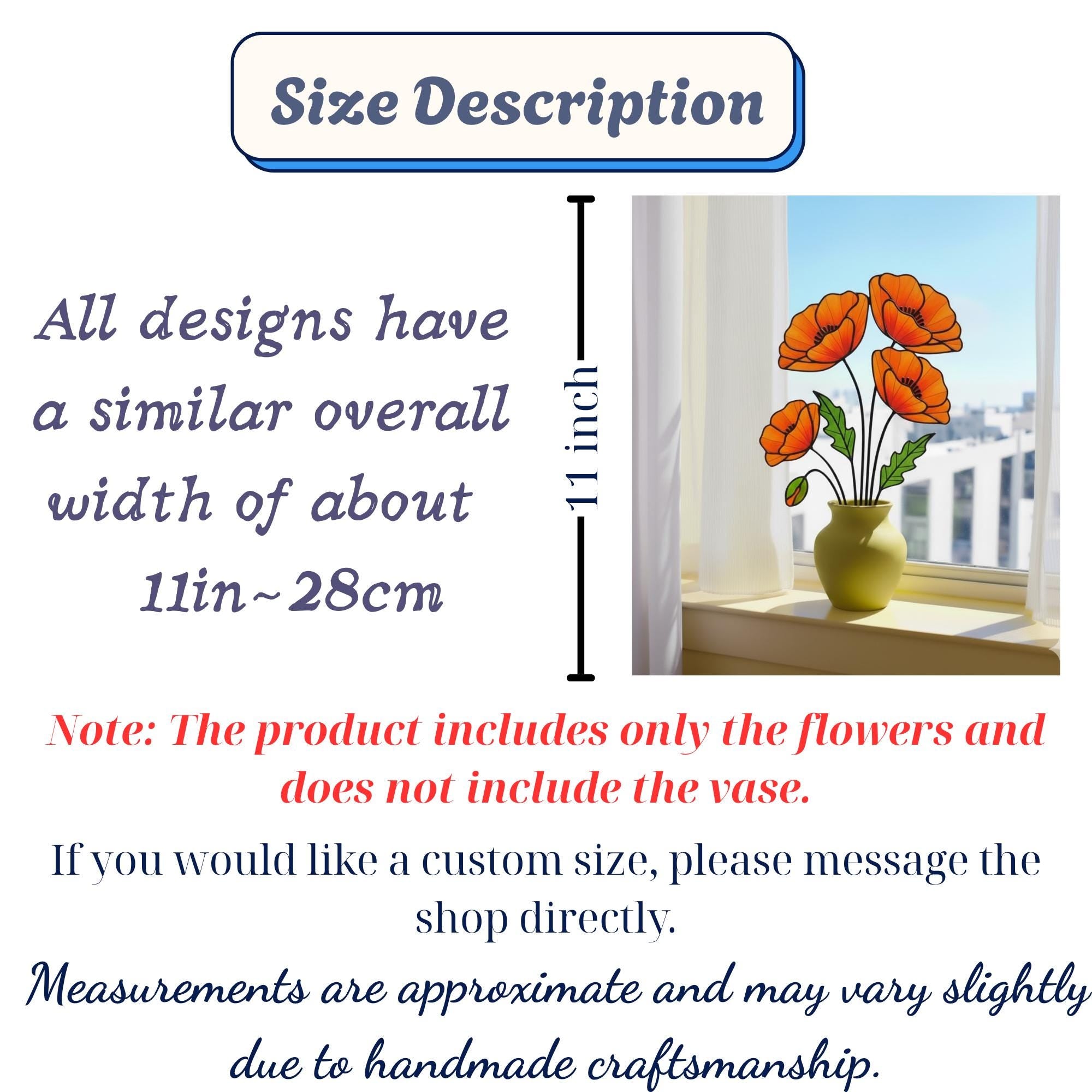 Stained Glass Poppy Flower | California Poppy Suncatcher | Glass Wildflower Bouquet Home Decor | Birth Month Flower Gift Vase Art