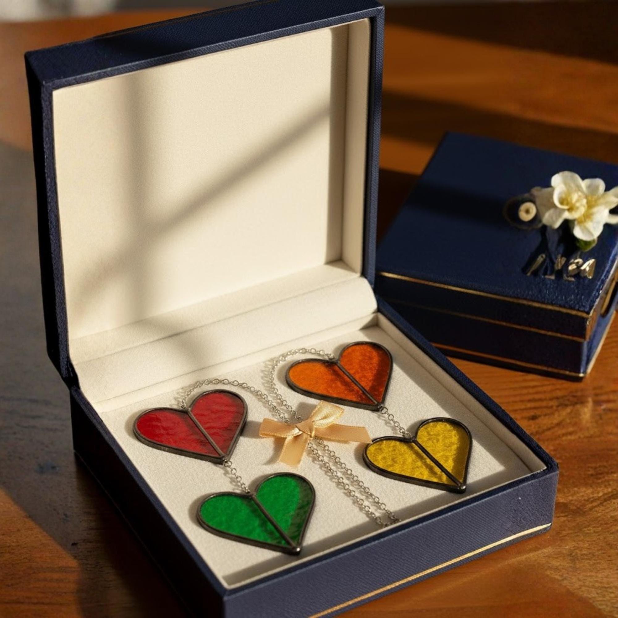 Rainbow Heart Stained Glass Suncatcher – Handmade Colorful Window Hanging, Pride Ornament, Valentine Gift, Birthday Decor, Holiday Home Art