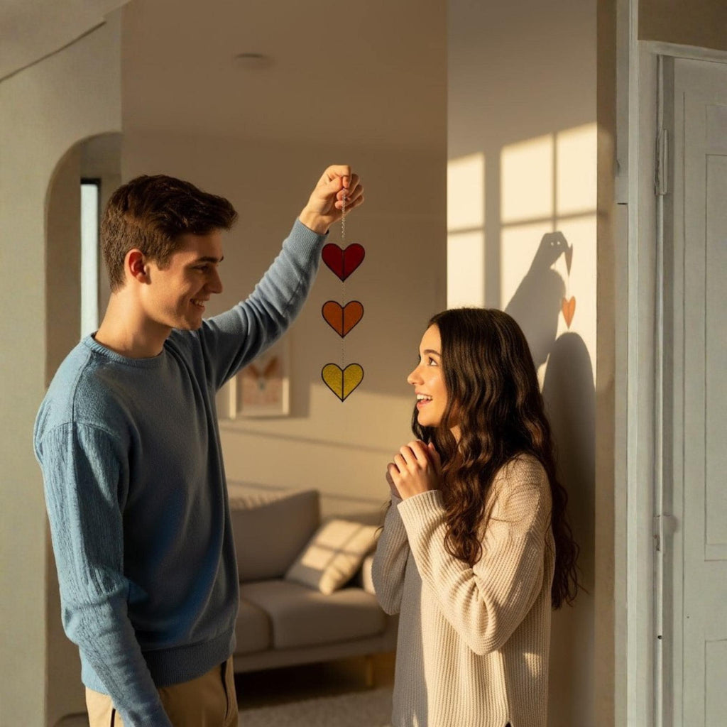 Rainbow Heart Stained Glass Suncatcher – Handmade Colorful Window Hanging, Pride Ornament, Valentine Gift, Birthday Decor, Holiday Home Art