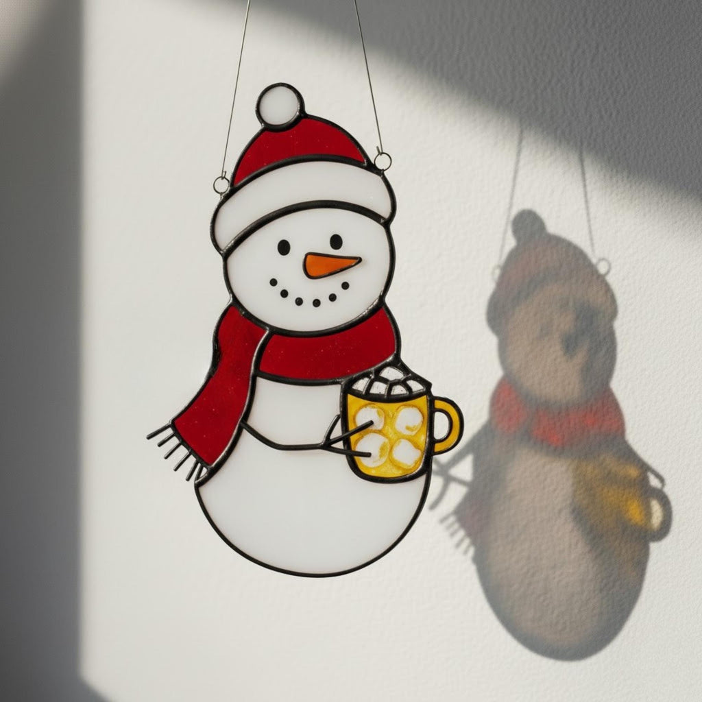 Upside-down snowman glass ornament – funny handmade Christmas decoration.