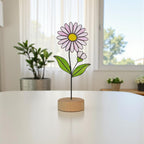 Stained Glass Marigold or Cosmos flower, unique personalized gift idea for autumn birthdays.