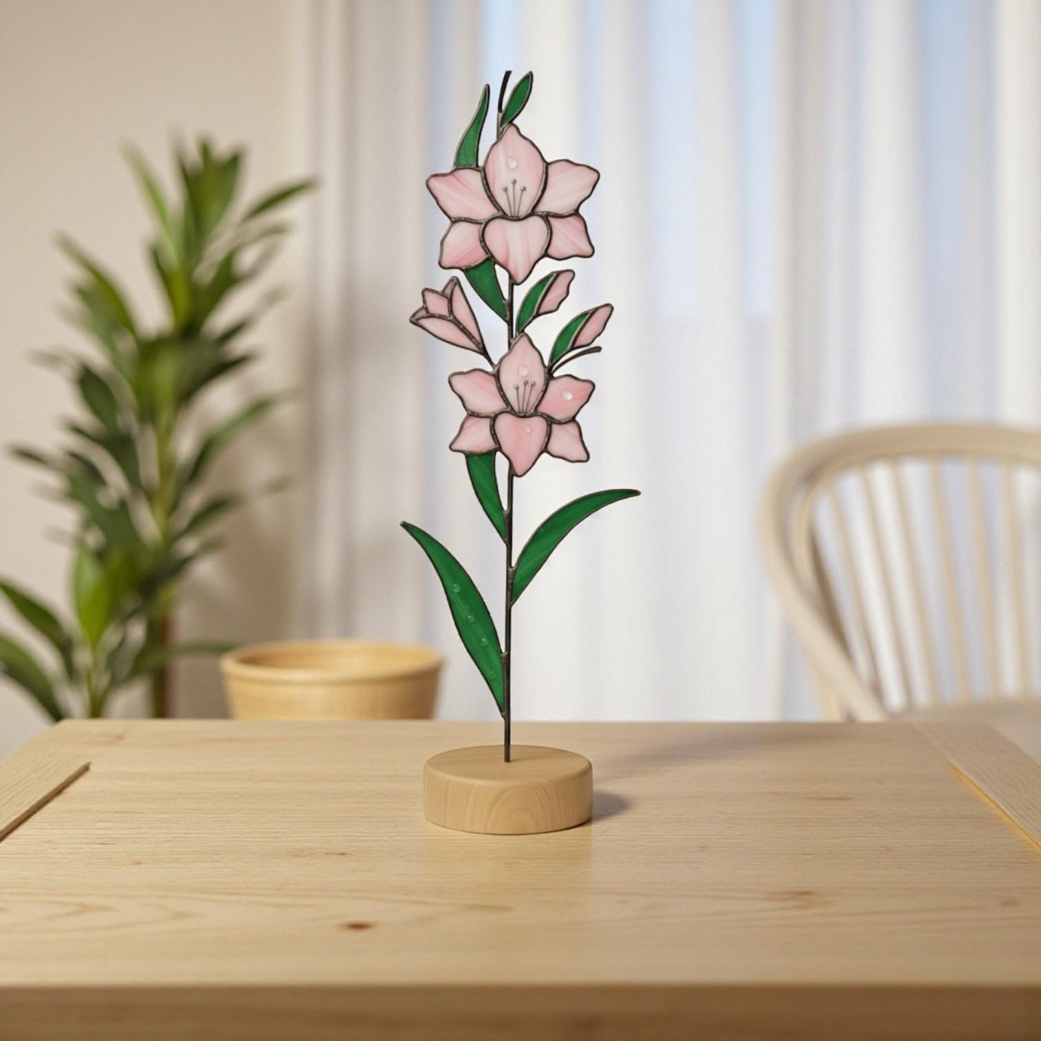 Stained Glass Morning Glory birth flower, a personalized gift and beautiful home decor sculpture.