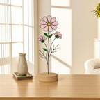 Stained Glass Chrysanthemum birth flower gift, personalized glass flower art on desk.