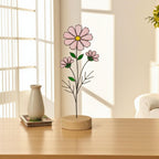 Stained Glass Chrysanthemum birth flower gift, personalized glass flower art on desk.