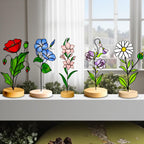 Stained Glass Poinsettia/Narcissus flower, elegant personalized gift home decor.