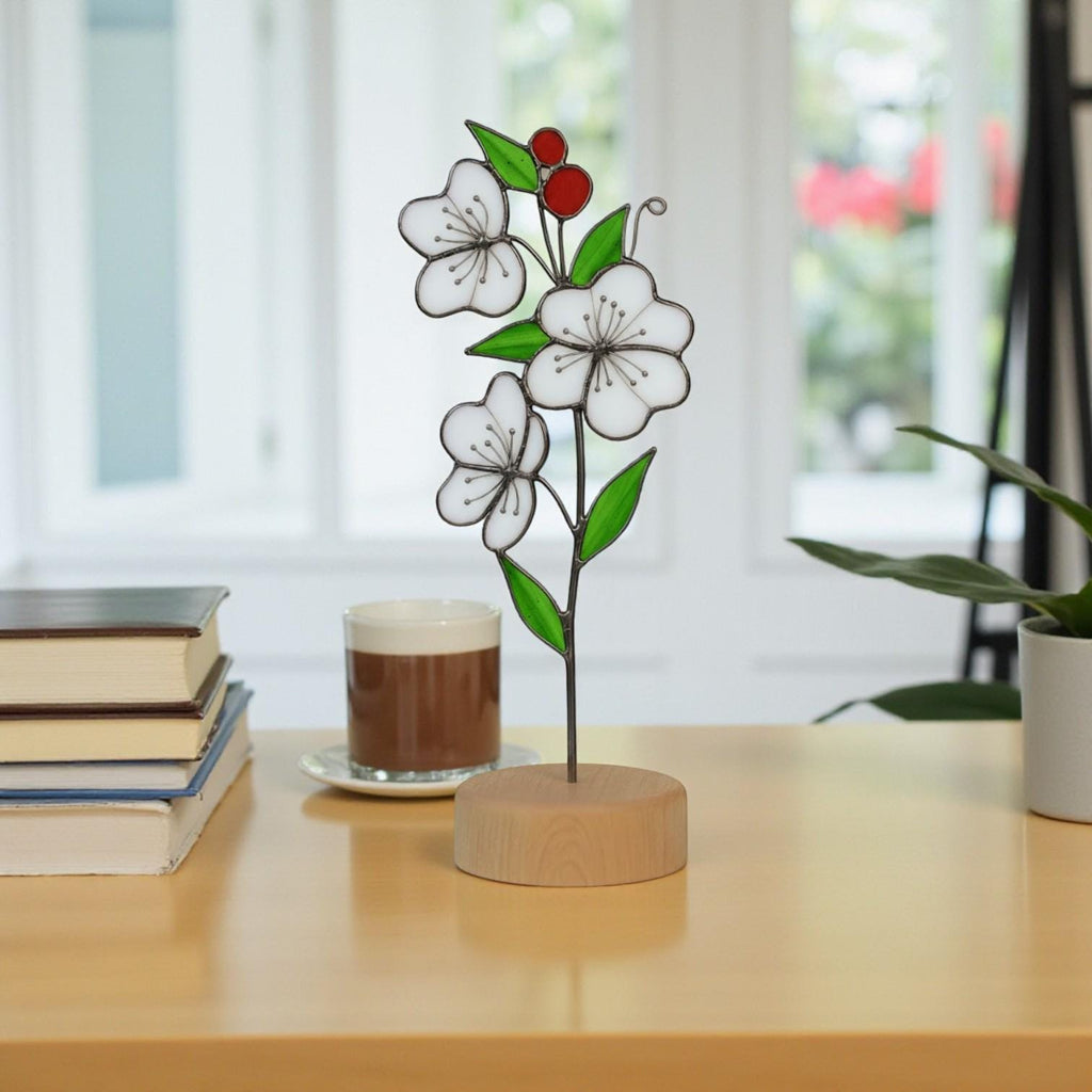 Stained Glass Aster birth month flower, a beautiful and thoughtful personalized gift.