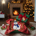 Unique snowman stained glass window art catching sunlight – handmade holiday decor.