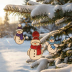Blue stained glass snowman suncatcher glowing on window – winter home decor gift.