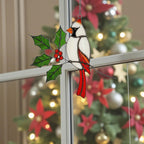 Stained Glass Cardinal Suncatcher, Memorial Gift for Mom, Sympathy Bird Art, Christmas Window Decor, Unique Bereavement Present, Bird Lover