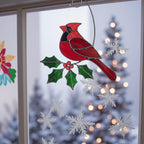 Stained Glass Cardinal Suncatcher, Memorial Gift for Mom, Sympathy Bird Art, Christmas Window Decor, Unique Bereavement Present, Bird Lover