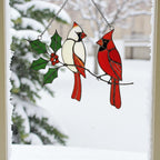 Stained Glass Cardinal Suncatcher, Memorial Gift for Mom, Sympathy Bird Art, Christmas Window Decor, Unique Bereavement Present, Bird Lover