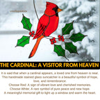 Stained Glass Cardinal Suncatcher, Memorial Gift for Mom, Sympathy Bird Art Decor, Christmas Window Hanging, Unique Bereavement Gift, friend