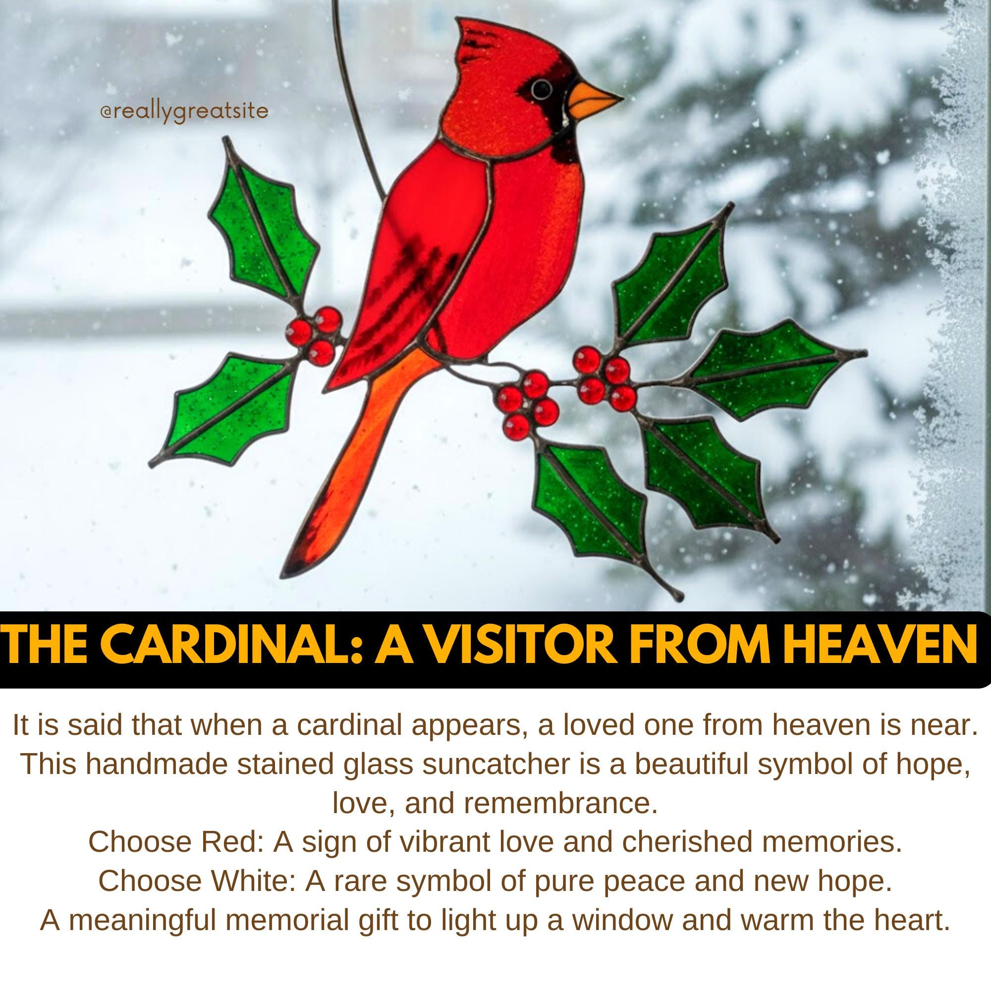 Stained Glass Cardinal Suncatcher, Memorial Gift for Mom, Sympathy Bird Art, Christmas Window Decor, Unique Bereavement Present, Bird Lover
