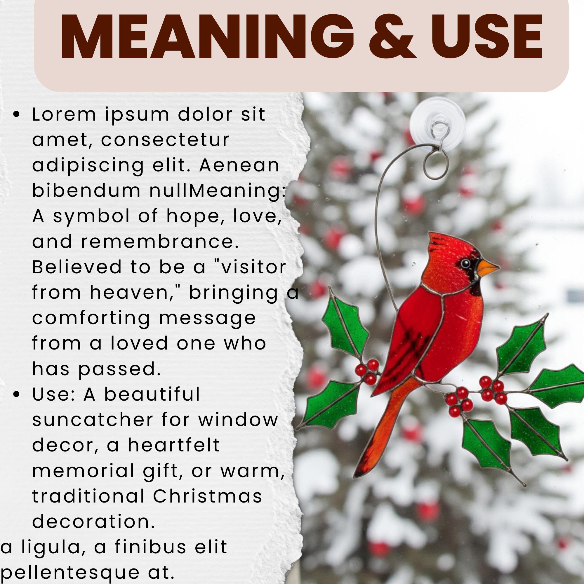 Stained Glass Cardinal Suncatcher, Memorial Gift for Mom, Sympathy Bird Art, Christmas Window Decor, Unique Bereavement Present, Bird Lover