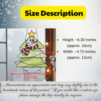 Product size description image for stained glass snowman ornament, 12x16 cm dimensions.