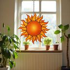 Stained Glass Sun Suncatcher – Handmade Sun Window Decor, Boho Wall Hanging Ornament, Summer Home Decoration Gift for Her, Mom, or Friend