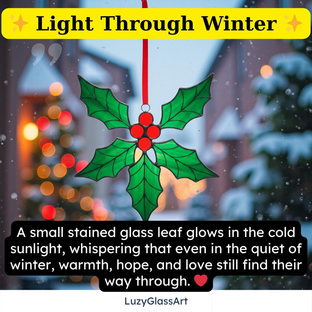 Red and green glass ornament close-up – festive handmade holiday gift for her or mom.