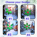 Festive stained glass ornament with red berries – handmade Christmas suncatcher gift.