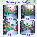Festive stained glass ornament with red berries – handmade Christmas suncatcher gift.