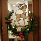 Rudolph Stained Glass Suncatcher Christmas Window Decor, Custom Reindeer Ornament Gift for Mom, Unique Holiday Wall Hanging Art,Personalized