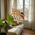 Rudolph Stained Glass Suncatcher Christmas Window Decor, Custom Reindeer Ornament Gift for Mom, Unique Holiday Wall Hanging Art,Personalized