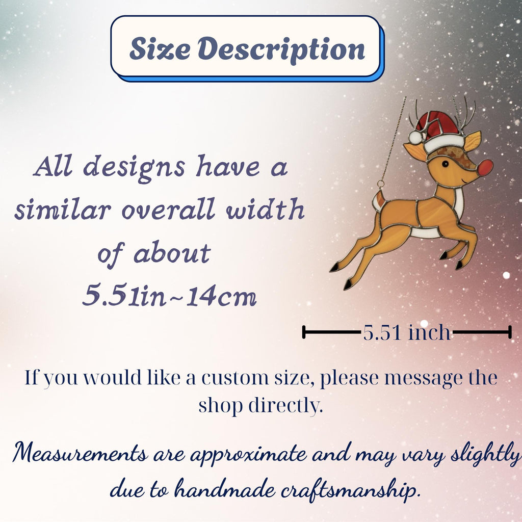 Rudolph Stained Glass Suncatcher Christmas Window Decor, Custom Reindeer Ornament Gift for Mom, Unique Holiday Wall Hanging Art,Personalized
