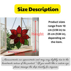 Product size guide for stained glass ornaments ranging from 10cm to 25cm.