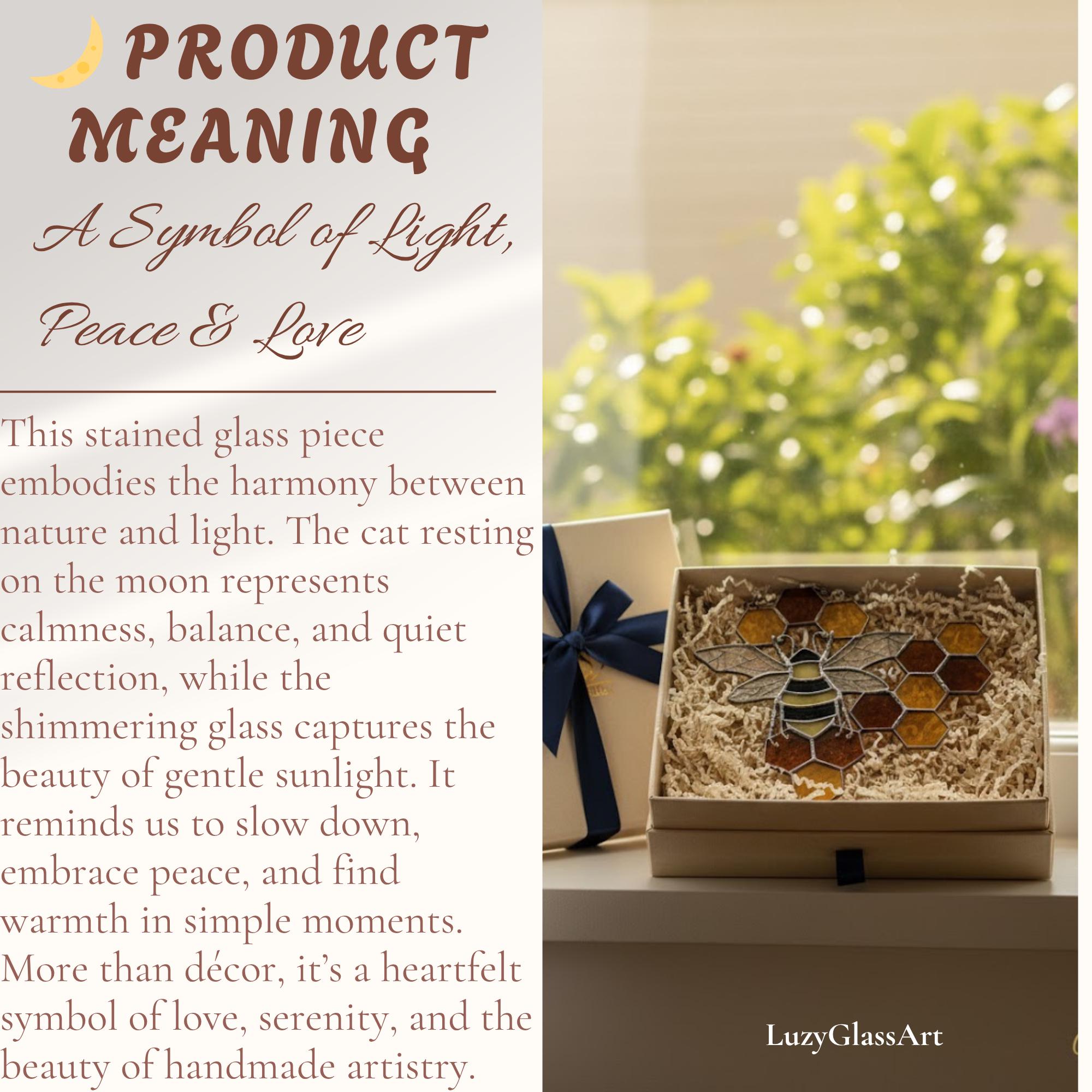 Bee & Honeycomb Stained Glass Suncatcher – Handmade Yellow Window Hanging Decor, Gift for Bee Lovers, Nature Inspired Glass Art Ornament