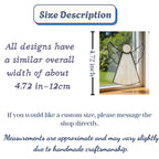 Product size chart for stained glass angel ornament handmade with care and precision.