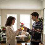 Christmas tree and window decorated with stained glass cat suncatcher ornament, cozy festive home decor handmade glass art gift