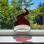 Santa Hat Stained Glass Suncatcher – Handmade Christmas Window Ornament, Holiday Home Decor, Festive Gift, Red and White Glass Art