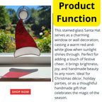 Santa Hat Stained Glass Suncatcher – Handmade Christmas Window Ornament, Holiday Home Decor, Festive Gift, Red and White Glass Art