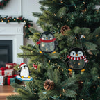 Set of three penguin suncatchers on wall, small to large size options