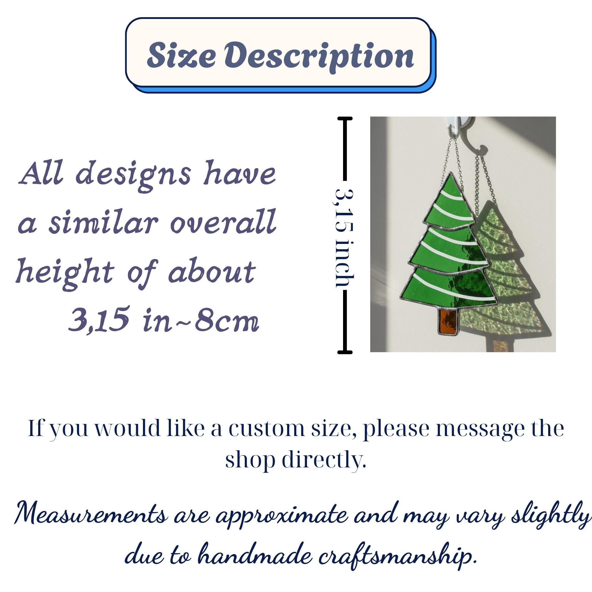 Stained Glass Christmas Tree Ornaments, Handmade Window Suncatcher Decor, Gift Stocking Stuffer, Secret Santa, Winter Holiday Decoration