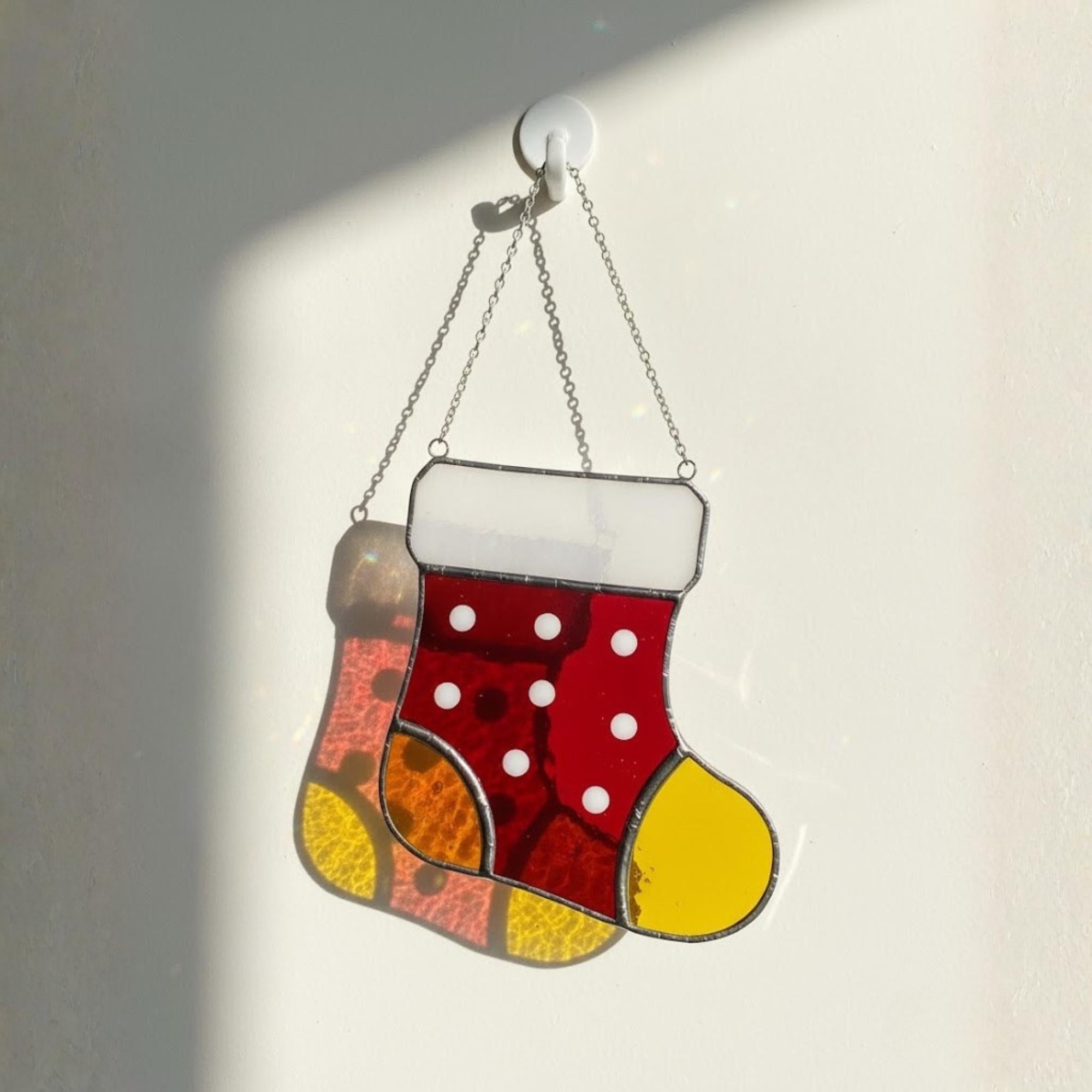 Stained Glass Christmas Tree Ornaments, Handmade Window Suncatcher Decor, Gift Stocking Stuffer, Secret Santa, Winter Holiday Decoration