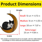 Cat Stained Glass Suncatcher – Crescent Moon Cat Ornament, Handmade Window Hanging, Cat Lover Gift, Memorial Optional