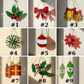 Set of nine stained glass designs #1–#9, holly bow bells snowflake bauble poinsettia gift ornaments
