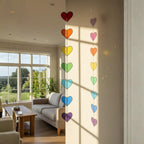 Rainbow Heart Stained Glass Suncatcher – Handmade Colorful Window Hanging, Pride Ornament, Valentine Gift, Birthday Decor, Holiday Home Art