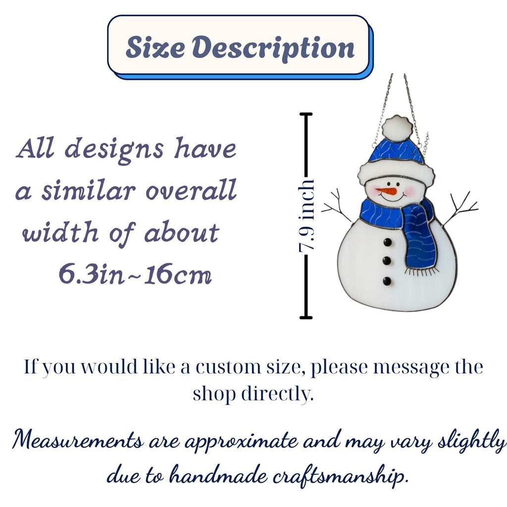 Collection of nine snowman stained glass designs – Christmas window ornament set.