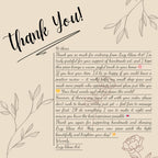 Thank you and care instruction card included with stained glass flowers