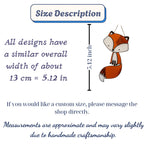 Size guide for stained glass fox suncatcher, approx 5.12 inch tall