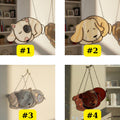 Four sleeping dog designs #1–#4 stained glass options, pet memorial art