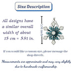 Size chart for stained glass snowflake ornament, approx 5.91 inches