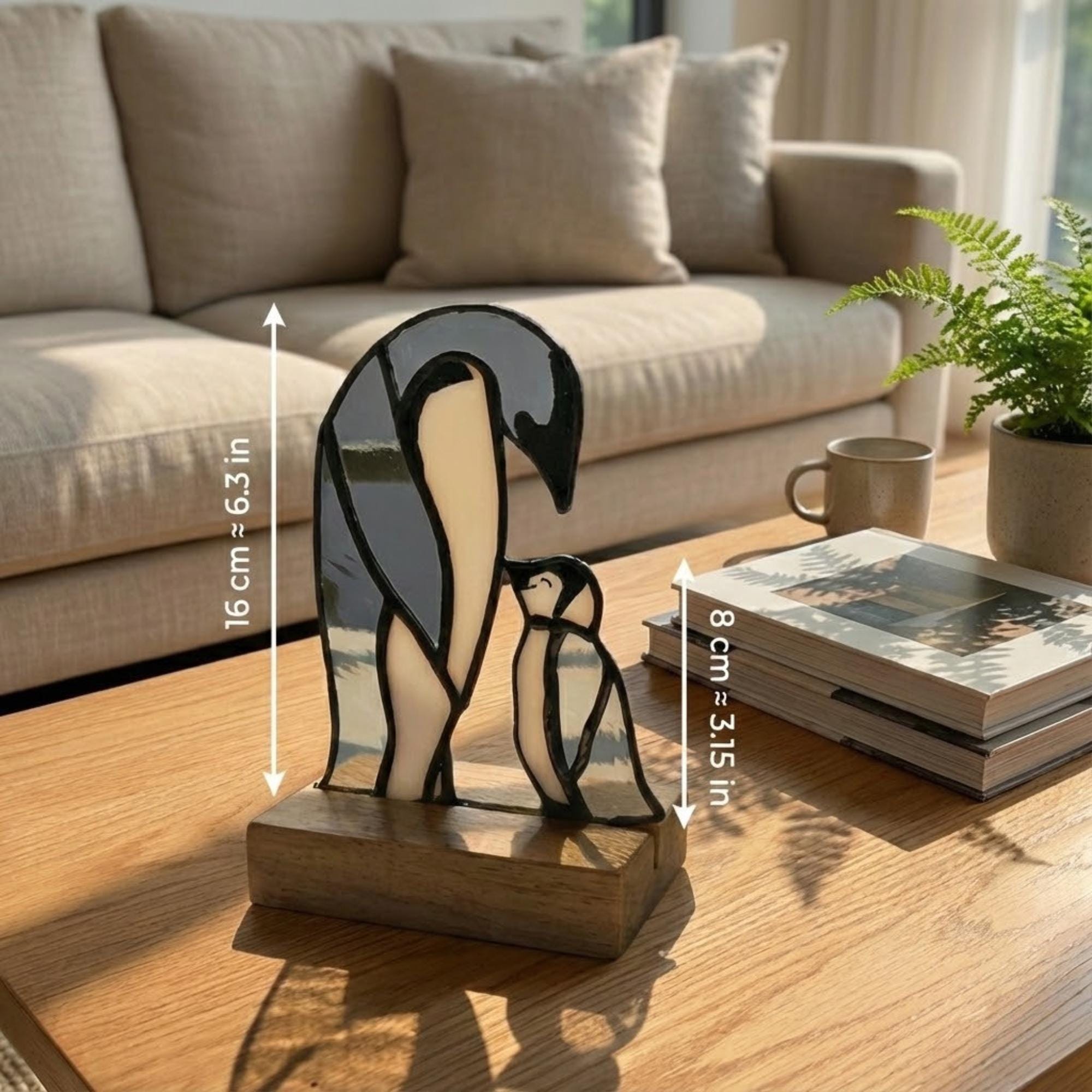 Stained Glass Penguin Suncatcher, Christmas Gift for Mom, Winter Window Hanging, Unique Holiday Decor, Gift for Penguin Lover