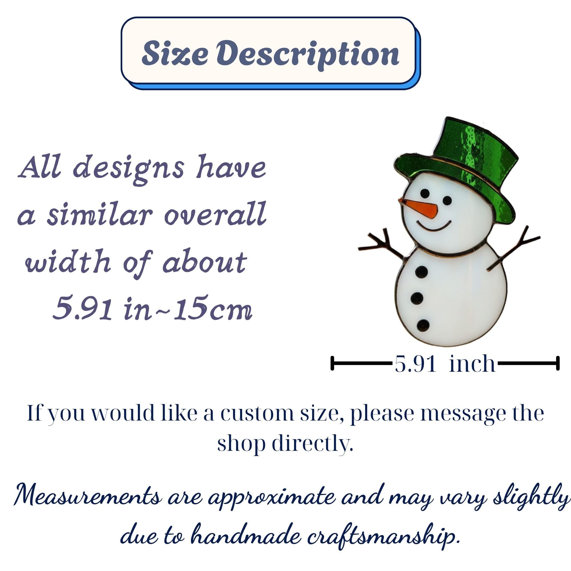 Green hat stained glass snowman decor hanging on glass window for winter home.