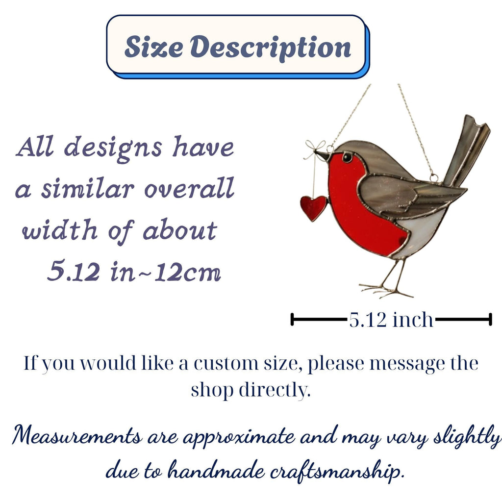 Set of robin designs #1 #2 #3, stained glass bird ornaments collection