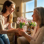 Pink Stained Glass Tulip Suncatcher, Glass Flower Bouquet for Vase, Mothers Day Gift for Mom, Birthday Gift for Her, Spring Home Decor